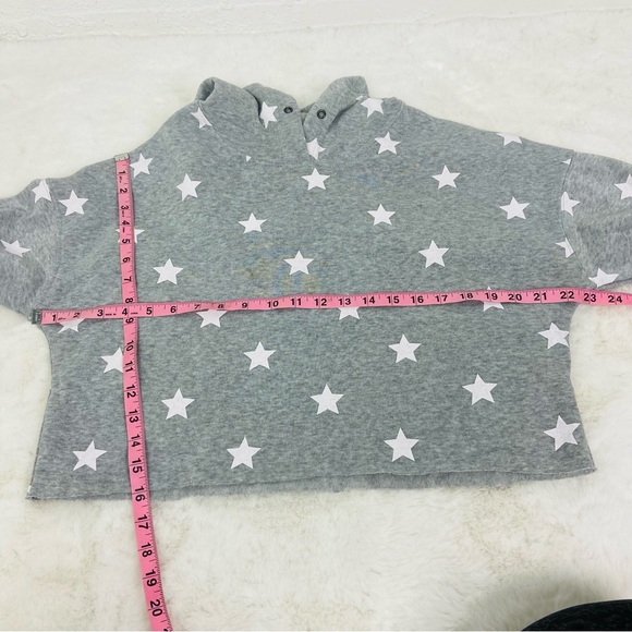 Unbranded Gray Star Print Women's half cropped fleece Top hoodie size XL - Picture 11 of 12